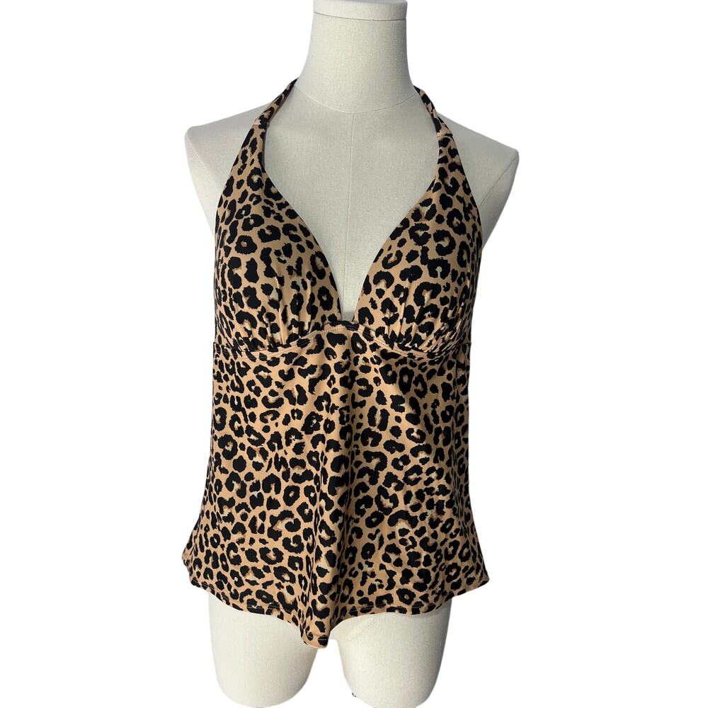 SALT COVE JUNIORS SZ XL SWIM TANKINI TOP ANIMAL-PRINT HALTER AMORE NATURAL NEW! - Picture 3 of 11